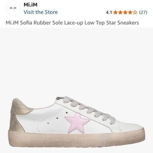 Mi.iM White and Pink Star Lace-Up Sneakers